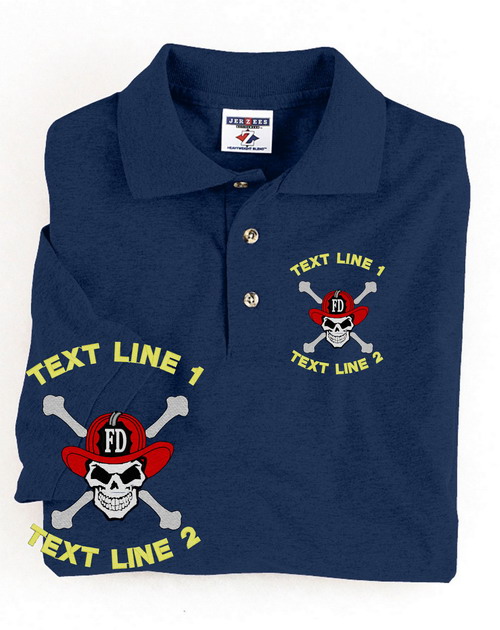 (image for) Firefighter Skull w/ Crossed Bones Polo Embroidered #365